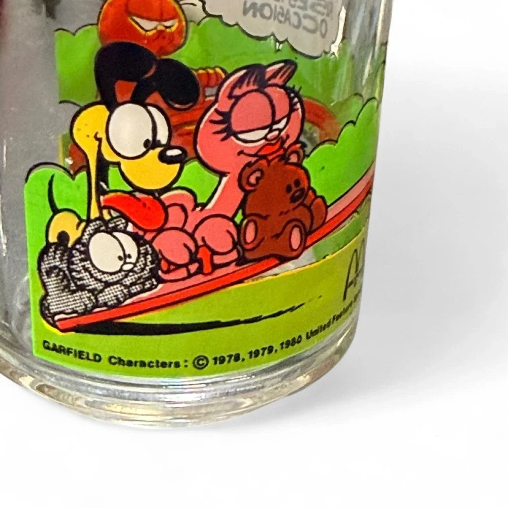Vintage 1978-1980 McDonald's Garfield & Friends Clear Glass Mug
